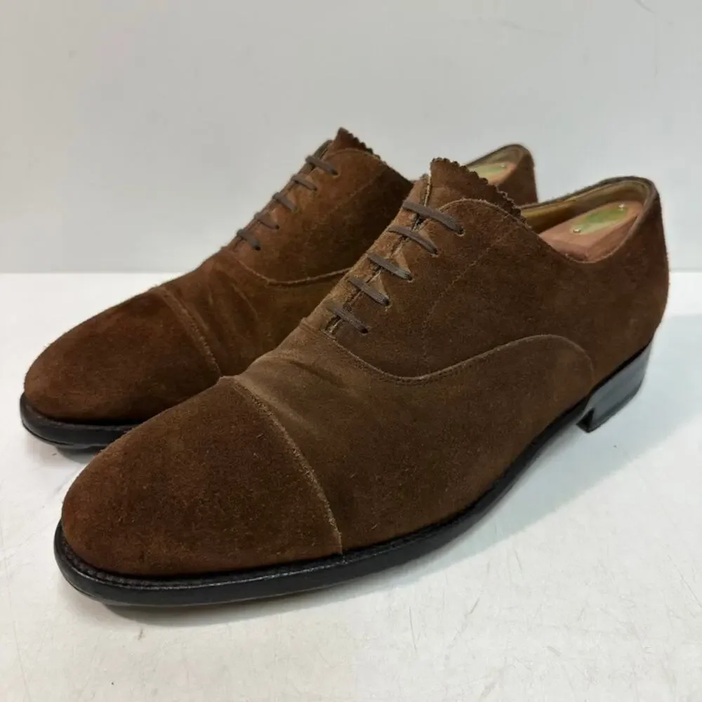 NEW HEELS Morjas The Oxford Snuff Suede Cap Toe Handmade in Spain EUC US 11.5